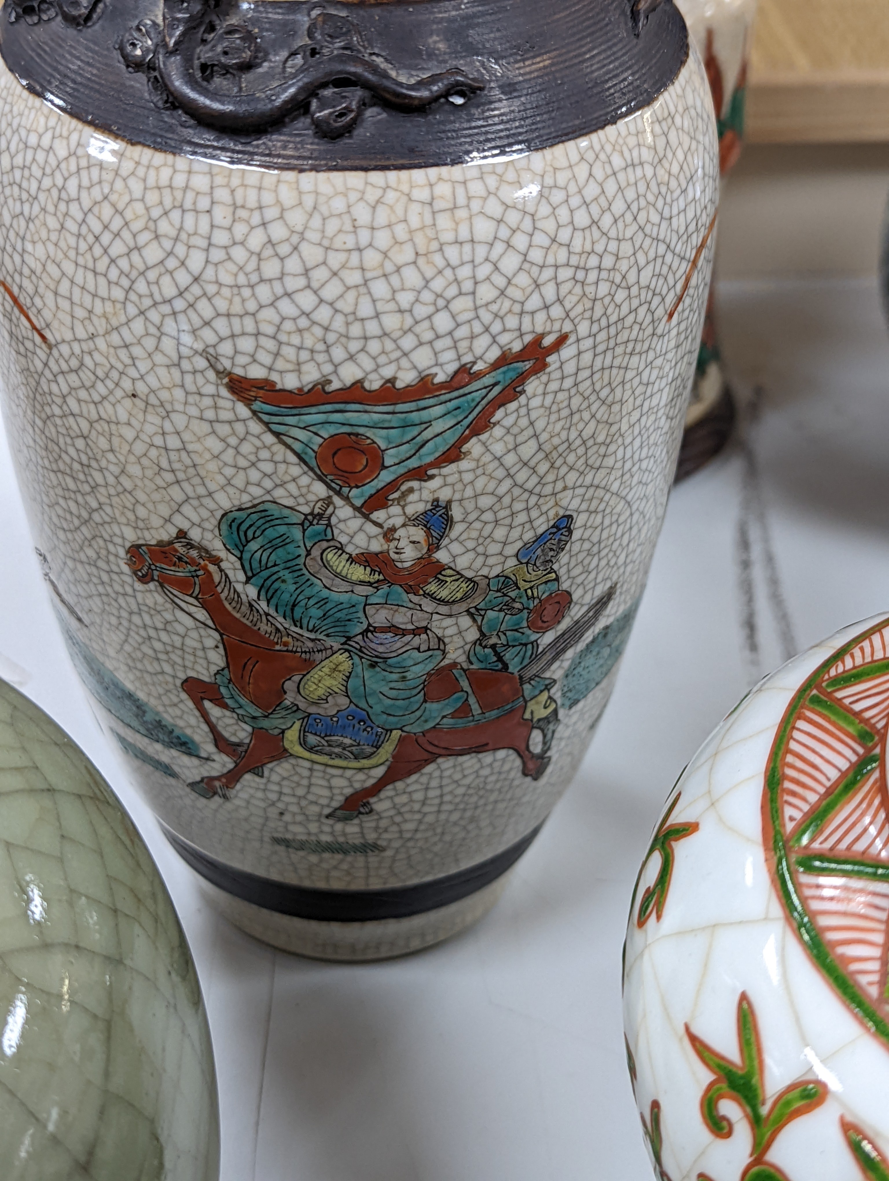 A group of 19th/20th century Chinese crackle glaze vases, tallest 30 cms high.